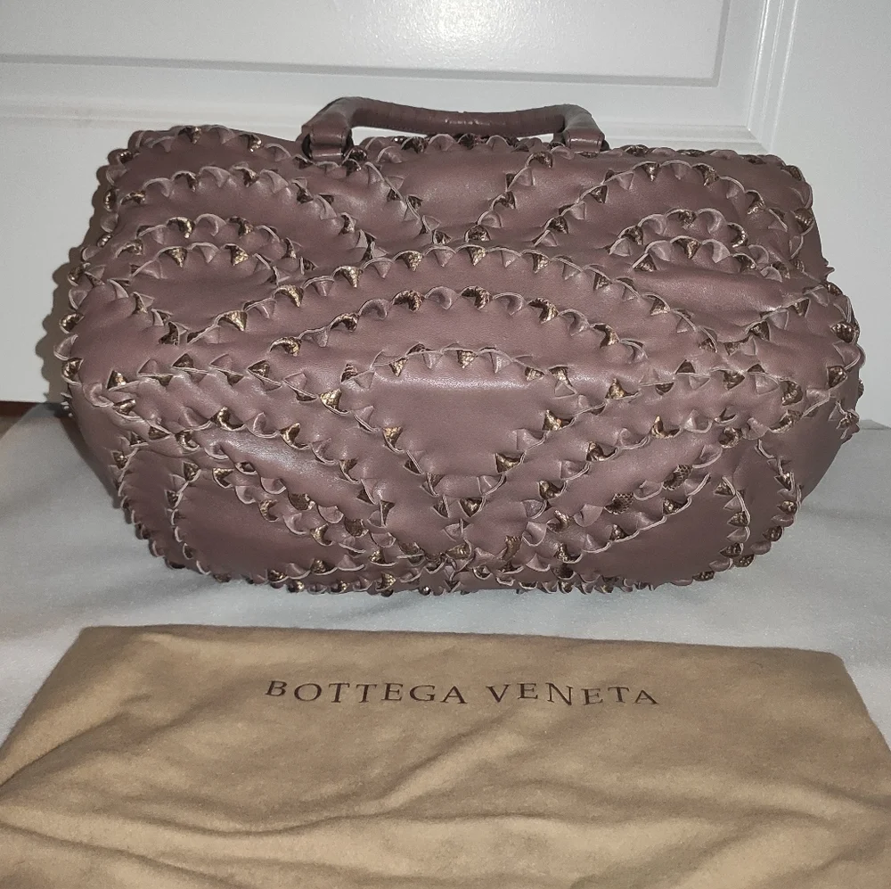 Bottega Veneta Karung Woven Mauve Bag